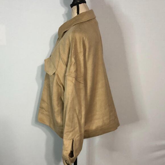 ASOS DESIGN Brushed Shacket Women's 6 Camel Beige Long Sleeve Button Closure - Picture 4 of 9